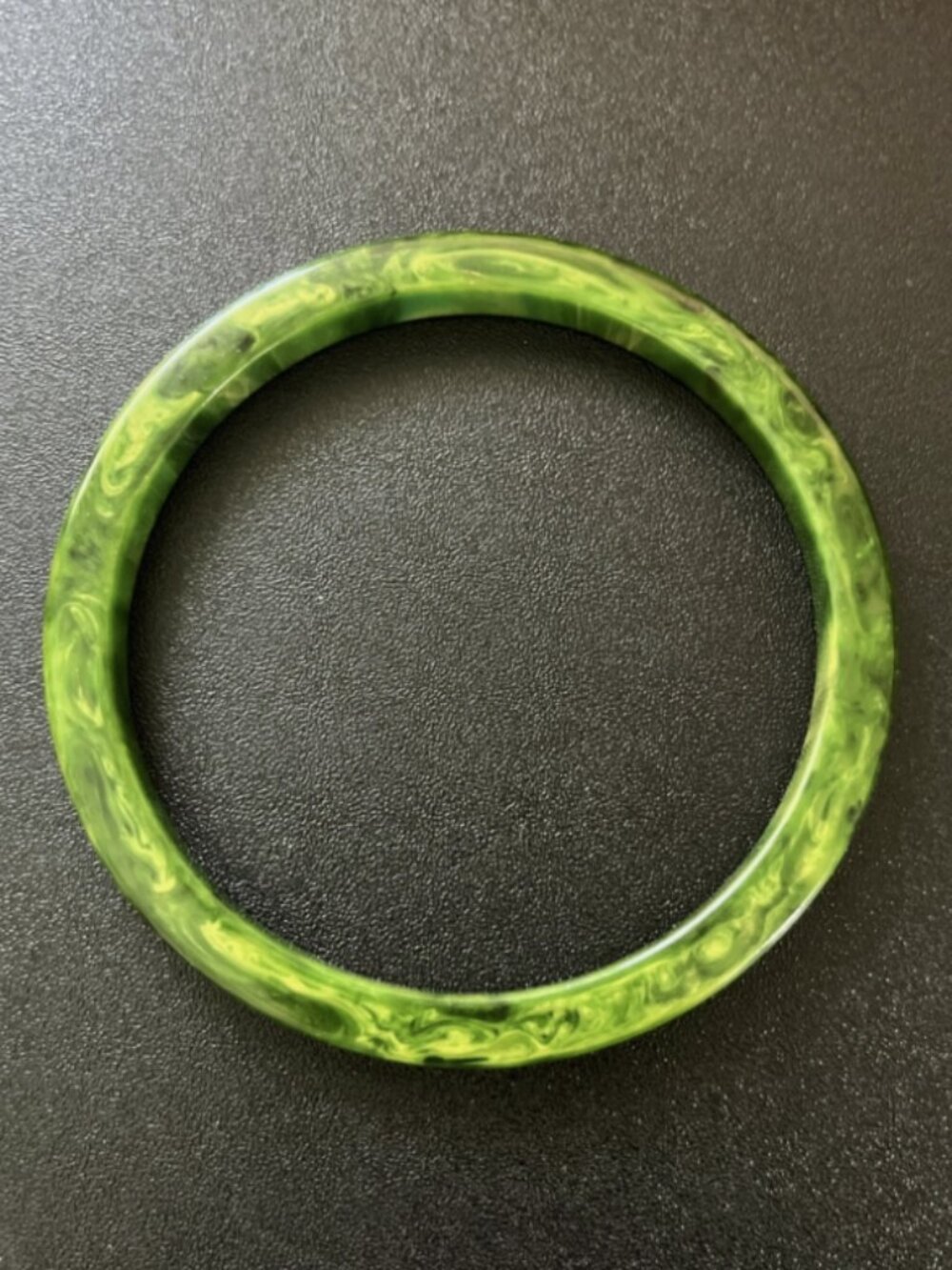 Bakelite Bangle Bracelet Vintage Green Marbled (Spinach) - Simichrome Tested